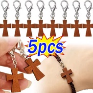 5/3/2Pcs Wooden Cross Pendant - Fashion Mini Crosses - With Lobster Clasp - for Bracelet Necklace Ke