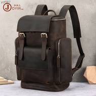 Genuine leather men's backpack, 17 inch high-end computer bag, large capacity travel backpack, men's bag yct