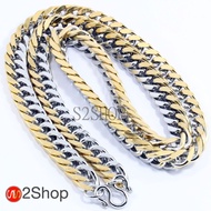 s2shop สร้อยคอสแตนเลสแท้ สร้อยคอพระ ลายห่วงแบนขัดเหลี่ยม ห้อยพระได้ 1 องค์ ความกว้าง 10 มม.ความยาว 1