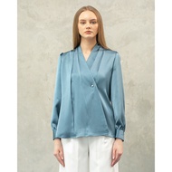 INVIO Azalea Draped Blouse Turquoise | Women's Tops - Indigo