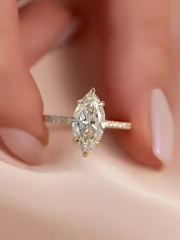 GRA 2ct Real Moissanite Diamond Marquise Ring for Women 925 Sterling Silver Anniversary Party High Q