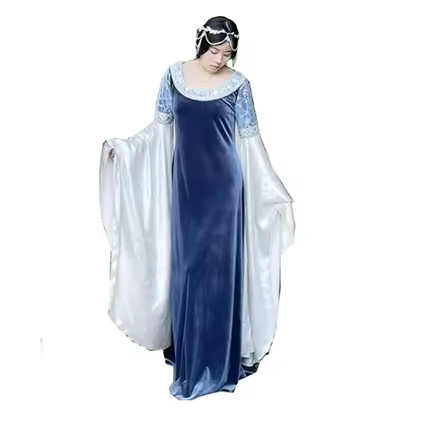 Arwen Blue Dress Costume Halloween cosplay costume just blue dress(Not wig or hair pieces)