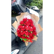 A'001 Buket Bunga Mawar Merah/Buket Flanel Mawar/Buket Bunga Mawar