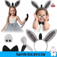 LUMINISCENCIA 4PCS Donkey Costume Set, Bow Tie Funny Donkey Headband,  Animal Tail Nose Donkey Ears 