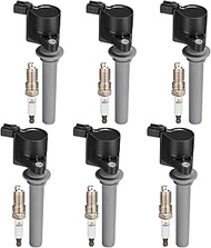 Set of 6 DG513/DG500 Ignition Coil Pack and SP493 Spark Plugs Compatible with Taurus Escape Mazda Tr