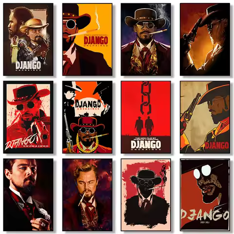 Quentin Tarantino Movie Posters Django Unchained Film Vintage Poster and Prints Canvas Painting Wall