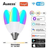 TUYA Smart WiFi E14 Light bulb Candelabra RGB LED Light Bulb  100-240V 5W Voice Control  Lamp work  