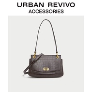 URBAN REVIVO อุปกรณ์เสริมสำหรับสุภาพสตรีใหม่กระเป๋าสะพายหลังจระเข้ย้อนยุค AW44BG3N2000 Dark brown