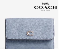 COACH 淺藍色皮革三摺銀包