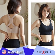 [M-XXL] Sports Bra Women Buckle Back Running Gather Fitness Padded Bras Training Cross Back Yoga Baj