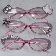 Pink Y2K glasses, Hello Kitty glasses, fashion glasses