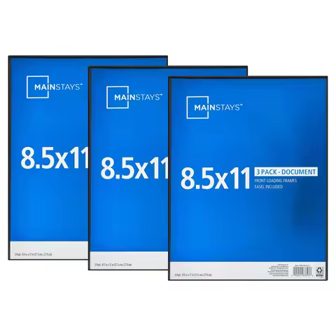 8.5x11 Front Loading Document Picture Frame, Black, Set of 3
