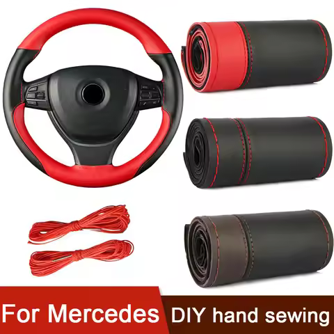 1PC Car Steering Wheel Covers 38cm Hand-stitched DIY Protective Cover For Mercedes Benz AMG A B C E 