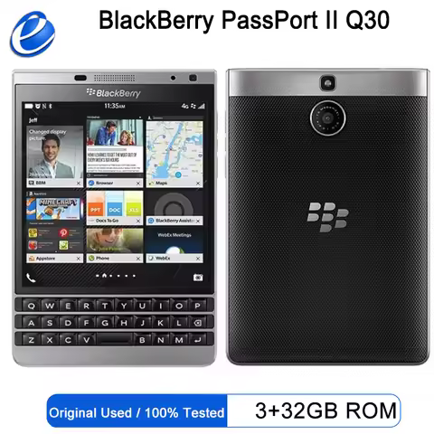 Original BlackBerry PassPort II Q30 4G Mobile Phone 4.5'' 3GB RAM 32GB ROM Snapdragon 801 Quad-Core