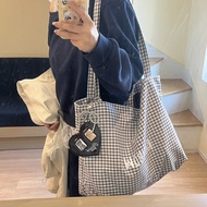 Blogger Large Capacity Tote Bag Plaid Large Bag Shoulder Bag Handbag