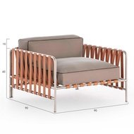 ชุดโซฟาหวายกลางแจ้งสุดหรู BUNISE P38 - เก้าอี้นอนหวายพร้อมโครงสแตนเลสดีไซน์ สำหรับวิลล่า โรงแรม และส