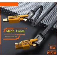 65W 4 IN 1 Mecha Charger, Type C Cable, 4-in-1 Cable Fast Charging Mecha Hot-Selling Fast Charging D