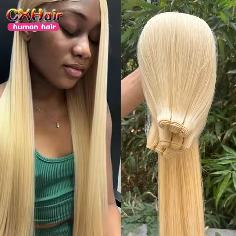50inch Raw Virgin Hair Weave Bundles #613 Blonde Straight Cuticle Aligned Hair Extensions Natural Co