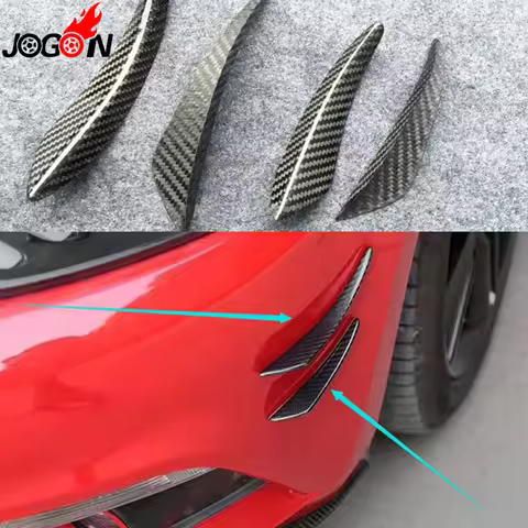 4Pcs Carbon Fiber Car Side Fins Canards Stickers Car Bumper Fin Spoiler Cover Trim For LEXUS IS200T 