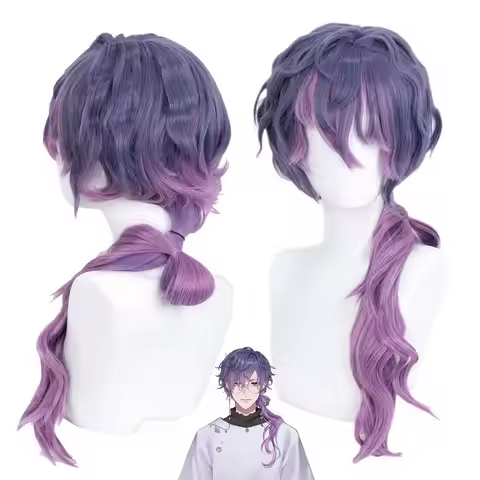 Anime Vtuber NIJISANJI Cosplay Uki Violeta Dark Purple Gradient Long Wig