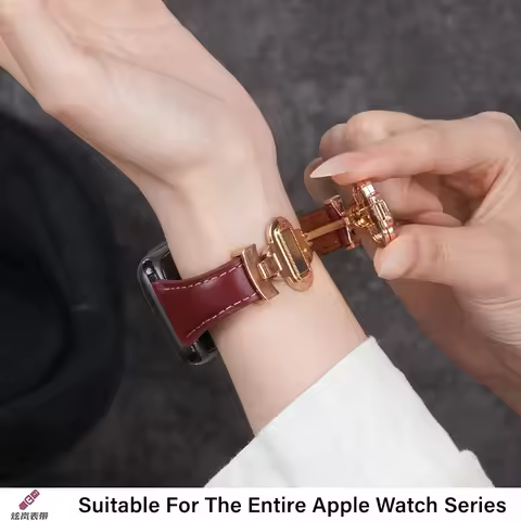 Four-leaf Clover Magnetic Leather Strap for Apple Watch 10 Band 46mm 44/42mm 45mm Thin Bracelet iWat