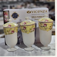 TOPLES KERAMIK SET ISI 3/TOPLES VICENZA MAWAR/TOPLES CANDY VICENZA/