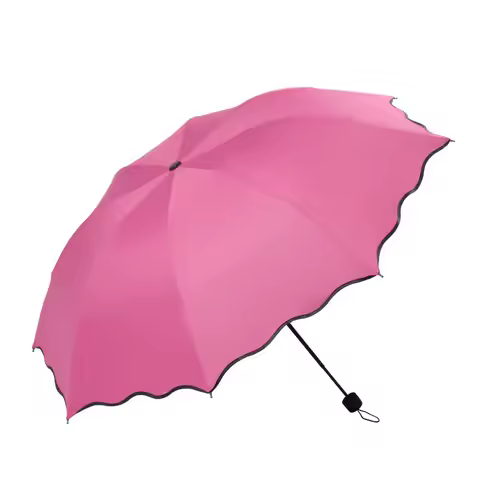 A lightweight folding umbrella, an 8-bone umbrella stand, and a flower shaped design on the umbrella