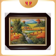 Hanoi rice harvesting painting, Vietnamese souvenir