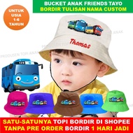 Bucket Friends Tayo Tayo Friends Hats and Custom Embroidered Names for Children Aged 1 - 6 Years