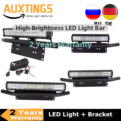18 20 23in 126W 288W 324W Led Light Bar + Bull Bar Front Bumper License Plate Bracket Wiring Kit For