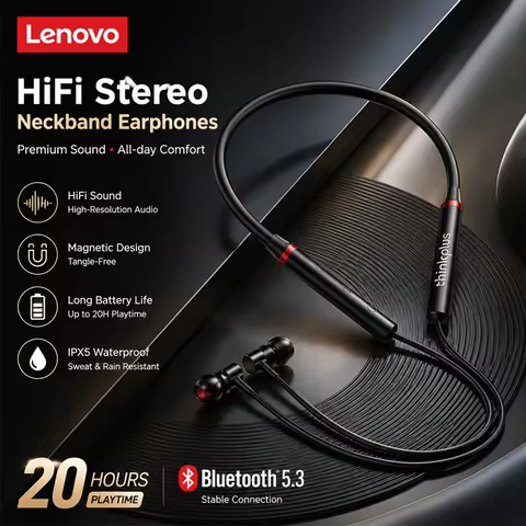 Origial Lenovo HE05X Bluetooth Earphones Earphone Waterproof Earplugs HIFI Sound Magnetic Neckband H
