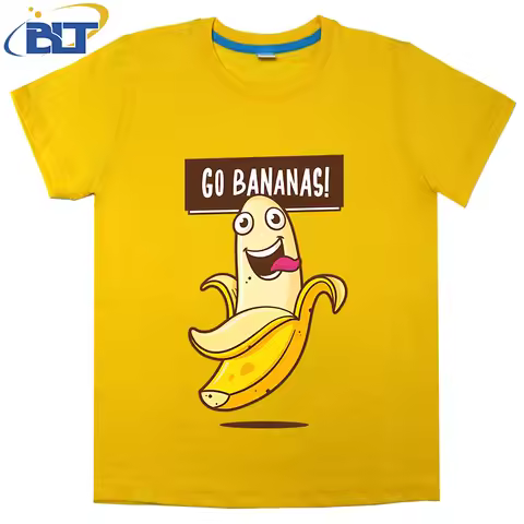 go bananas! Cute and funny crazy banana print kids T-shirt summer children's cotton short-sleeved ca