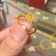 Index Finger Candy Solid Ring Female Au750 Inlaid Gold Square Twist Pair Ring 18k Ring Citrine Desig