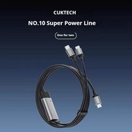 CUKTECH สายสายชาร์จ No.10แบบคู่ชนิด C สำหรับโทรศัพท์มือถือ IPhone16pro สายชาร์จเร็ว30W/100W ชนิด C ก