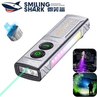 SMILING SHARK Magnetic Torch Light LED*2 Blue Laser Flashlight UV Purple Light 10Mode Type-c Recharg