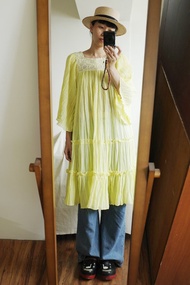 Vintage 印度柔軟純棉鉤織裝飾洋裝