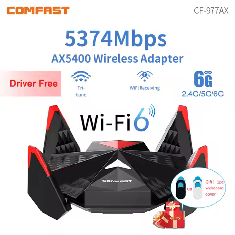 COMFAST AX5400 WiFi6 USB Wireless Adapter 4 Antennas E-sports Game WiFi Dongle WPA3 RTL8832CU 2.4G/5