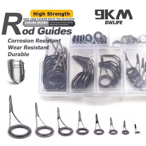 9KM Spinning Fishing Rod Guide 8-105pcs Gunmetal Single Foot Rod Guide Stainless Foot with Ceramic R