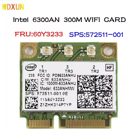 Dual band 633an 6300an 633anhmw half mini pcie wireless wifi card fru: 60y3233 60y3232 450m for ibm 