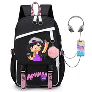 New Cartoon Backpack Aphmau Backpack Aphmau Backpack Anime Student Schoolbag Backpack usb Large Capa