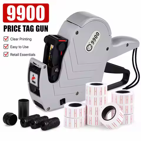 MX-9900 gray digital price label gun, 8-digit pricing gun, contains 5000 label stickers and 3 inks, 