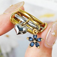 Heart Flower Pendant Charm Rings For Women INS Trend Zircon Stainless Steel Spinelli Kilcollin Ring 