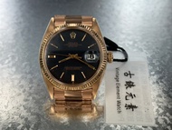 Rolex Datejust RG 1601 靚玫瑰金黑粉面·玫瑰金殼 18k 玫瑰金釘帶