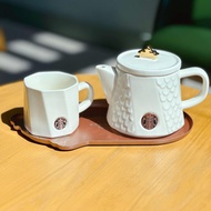 Starbucks 2022 Anniversary Cup Fish Scale Embossed Goddess Crown Ceramic Mug Pot Teapot Plate Saucer Gift Giving