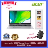 Acer Aspire 5 15.6” laptop Ryzen 5-5500U 8GB RAM 512GB SSD - Silver