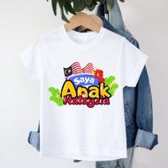 Saya Anak Merdeka Printed Kids Tshirt Malaysia Print Top Boys and Girls Short Sleeved National Day C