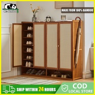 ✗ ¤ △ Mr.Bamboo Shoe Cabinet Shoe Rack With Plastic Rattan Door Bamboo Shoe Organizer Wooden Shoes