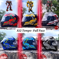 Grayfosh Full Face Helmet X12 Tempo Visor Smoke Tinted Motorcycle Racing Topi Keledar Motosikal (SIR