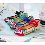 [Embroidered Thousand Embroidered Shoes 1] Low-Top Hibiscus Beef Tendon-Soled Soft-Soled Embroidered