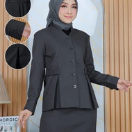 blazer wanita seragam kantor abu seragam dinas guru baju kantor guru seragam Pemda baju guru abu 